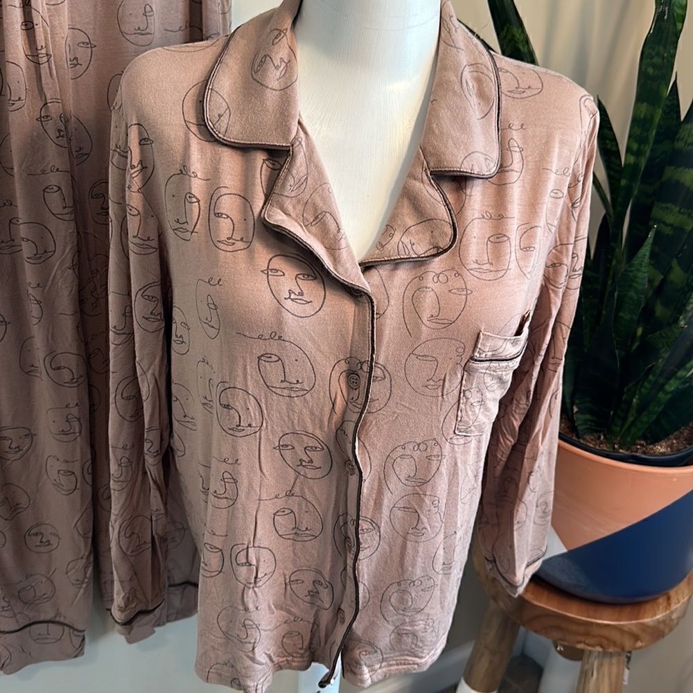 Mina Lisa Modal Sleep Button Down in Muse Set XS/S - Picture 3 of 10